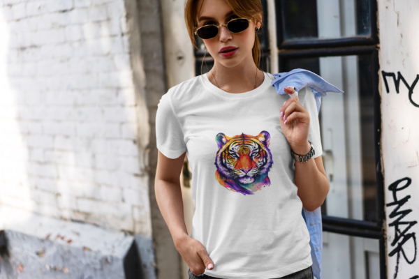 Animal Tiger Print Cotton TShirt, Big Cat Tee, Gift For Her, African Cat T-shirt, Tigress - Image 3