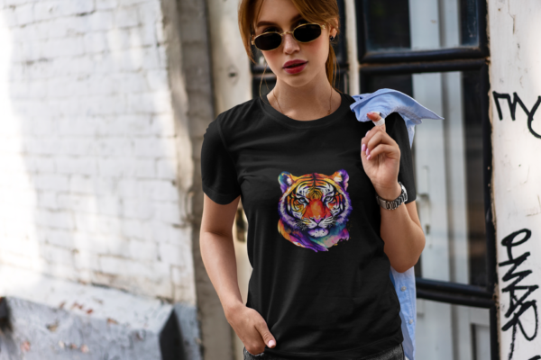 Animal Tiger Print Cotton TShirt, Big Cat Tee, Gift For Her, African Cat T-shirt, Tigress - Image 5