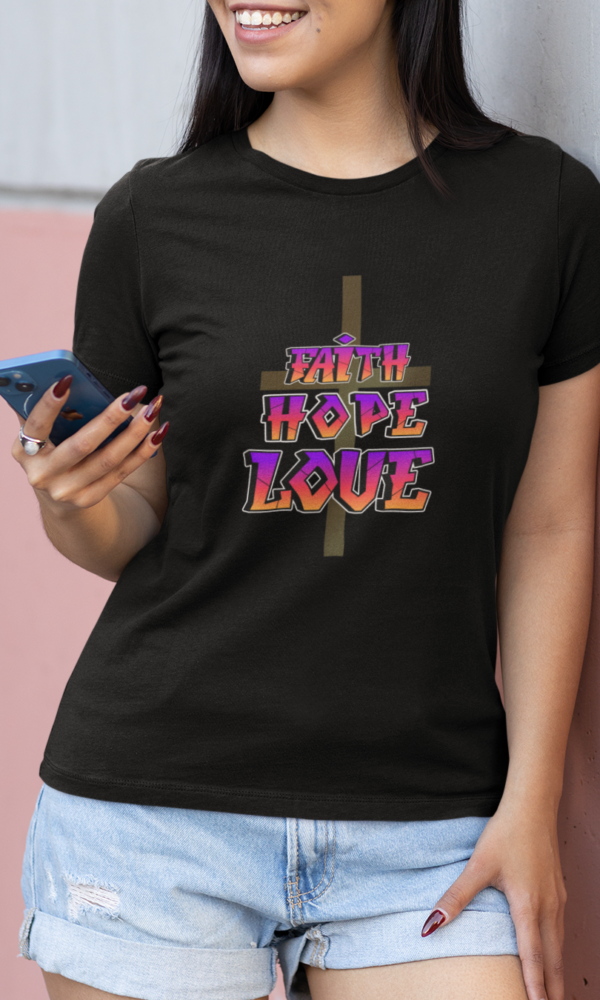 Faith Hope Love, The Cross Tshirt, Christian Shirt, Christianity Tee, Christian Inspirational, Gift For Her, Gift For Him, - Image 2