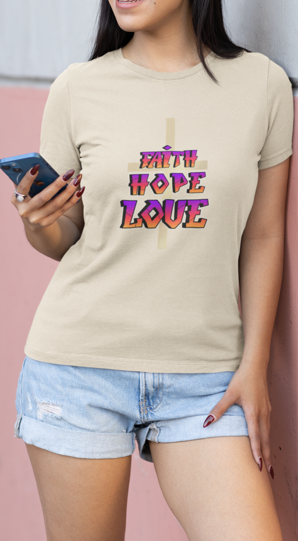 Faith Hope Love, The Cross Tshirt, Christian Shirt, Christianity Tee, Christian Inspirational, Gift For Her, Gift For Him, - Image 3
