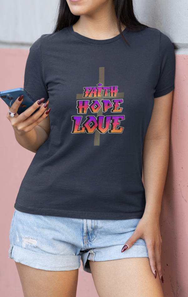 Faith Hope Love, The Cross Tshirt, Christian Shirt, Christianity Tee, Christian Inspirational, Gift For Her, Gift For Him, - Image 4