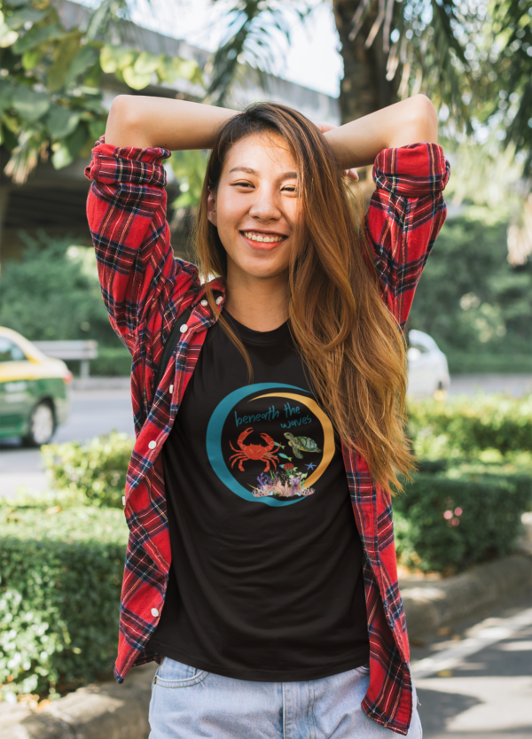 Beneath The Waves TShirt, Ocean Creatures Design, Summer Gift, Save The Planet, Beach Shirt, Gift For Her, Printed Tee, Save The Ocean - Image 3