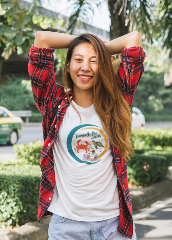 Beneath The Waves TShirt, Ocean Creatures Design, Summer Gift, Save The Planet, Beach Shirt, Gift For Her, Printed Tee, Save The Ocean