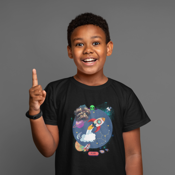 Kids Space Tshirt, Spaceship, Outerspace, Astronaut, Galaxy, Universe - Image 2