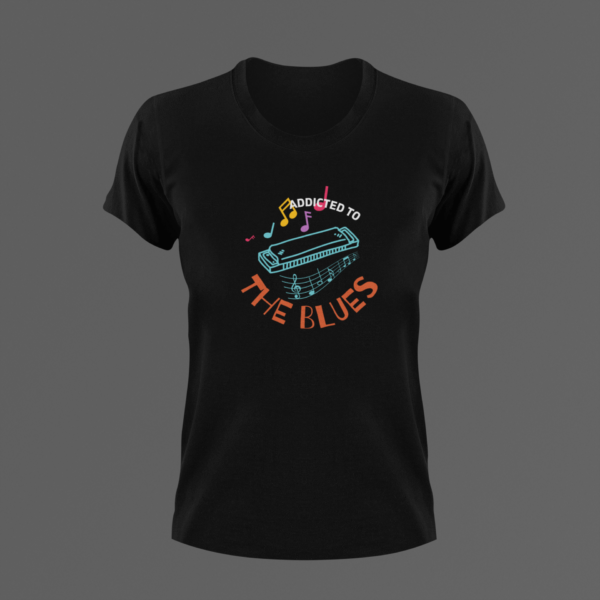 Harmonica Tee, Addicted To The Blues Shirt, Blues Band Tshirt, Mouth Organ T-shirt, Musician, Blues Music - Image 2