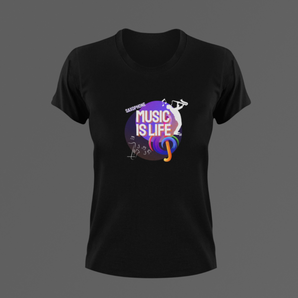 Music Is Life Tee, Sax Tshirt, Gift For Him, Gift For Her, Saxophone Music Tee, Jazz T-shirt, Saxophone Tshirt - Image 2