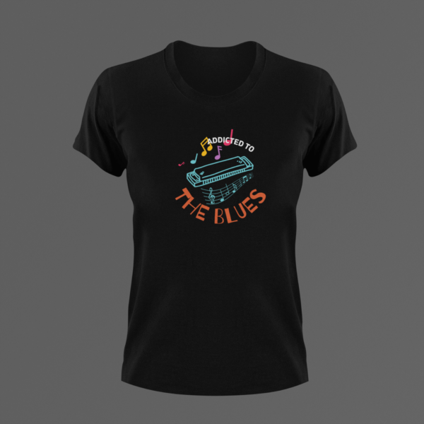 Harmonica Tee, Addicted To The Blues Shirt, Mouthorgan Tshirt, Blues Harp T-shirt, Gift For Him, Gift For Her, Blues Harmonica - Image 3