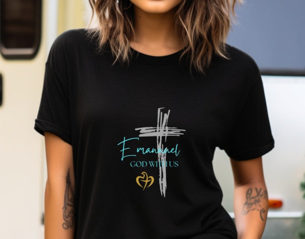 Emmanuel, The Cross Tshirt, Christian Shirt, Christianity Tee, Christian Inspirational, Gift For Her, God With Us, Jesus Christ