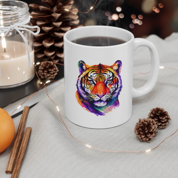 Tiger Ceramic Coffee Mugs and Cups, Big Cat Head, Coffee Lover, Jungle Cats Mug, Purple Tiger, Dad Coffee Mug, Gift For Him, Gift For Her