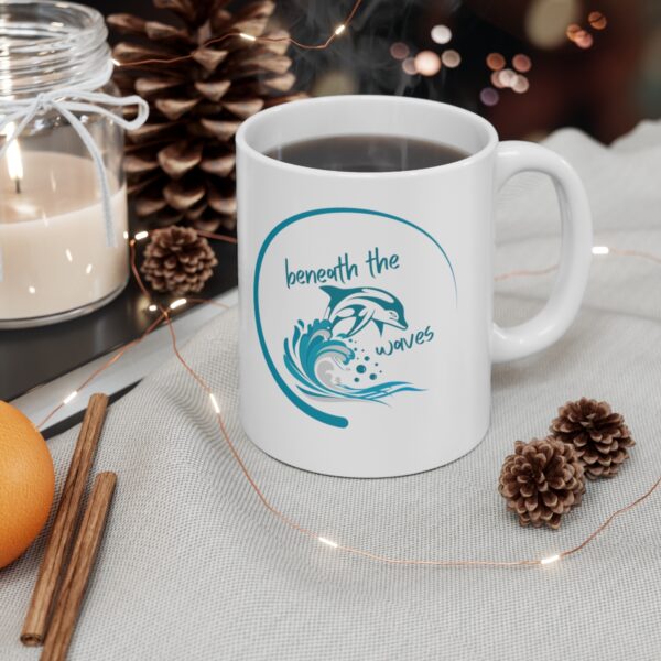 Beneath The Waves, Ceramic Coffee Mugs and Cups, Dolphin Design, Save The Planet, Gift For Her, Save The Ocean, Coffee Lover - Image 4