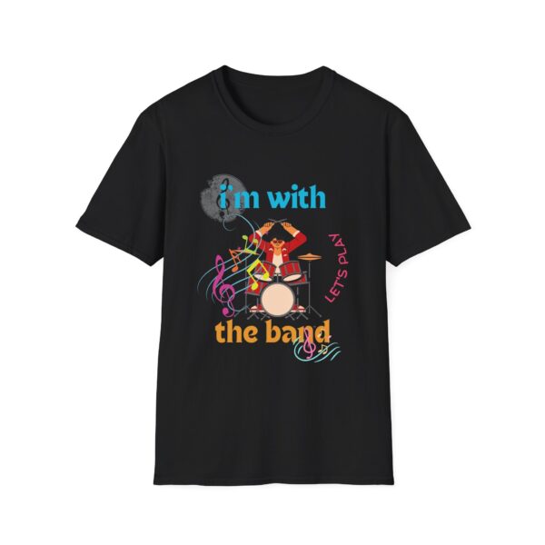 Drums Music T-Shirt - I'm With The Band Drummer Tee Shirt - Image 3